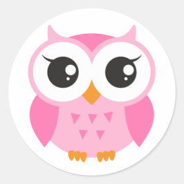 かわいいピンクの漫画ベビーフクロウ ラウンドシール