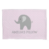 かわいいピンクの灰色象の女の子の寝室の枕カバー 枕カバー (正面)