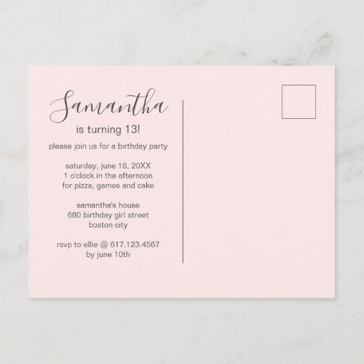 かわいいピンクの点滴の誕生日パーティー インビテーションポストカード