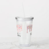 かわいいピンクの点滴を振りかける誕生日パーティー名のお気に入り アクリルタンブラー (左)