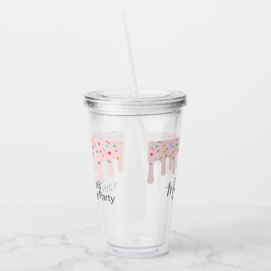 かわいいピンクの点滴を振りかける誕生日パーティー名のお気に入り アクリルタンブラー (左)