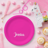 かわいいピンクの無地の平原 ペーパープレート (パーティー)