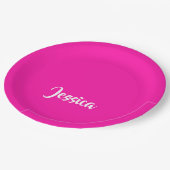 かわいいピンクの無地の平原 ペーパープレート (アングル)