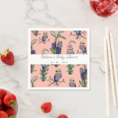 かわいいピンクの熱帯鳥ジャングルベビーシャワー スタンダードカクテルナプキン (インサイチュ)