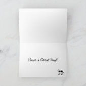 かわいいピンクの牛と花の漫画誕生日 カード (内部)