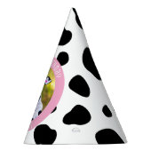 かわいいピンクの牛プリントファームガール誕生日写真 パーティーハット (右)