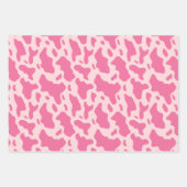 かわいいピンクの牛柄カントリー ラッピングペーパーシート (正面2)
