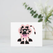 かわいいピンクの牛 ポストカード (スタンド正面)