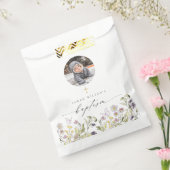 かわいいピンクの牧草地フローラ蝶の写真バプテスマ フェイバーバッグ (封をした状態)