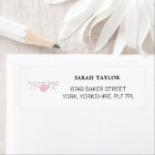 かわいいピンクの物干し用ベビーシャワー差出人住所 ラベル (インサイチュ)