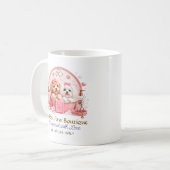 かわいいピンクの犬のグルーミングマグデザイン コーヒーマグカップ (正面左)