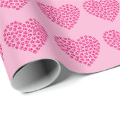 かわいいピンクの犬ネコの足プリントハート ラッピングペーパー (ロールコーナー)