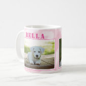 かわいいピンクの犬ペット2フォトコラージュ コーヒーマグカップ (正面左)