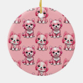 かわいいピンクの犬 セラミックオーナメント (裏面)