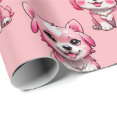かわいいピンクの犬 ラッピングペーパー (ロールコーナー)