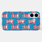 かわいいピンクの犬 - 青 Case-Mate iPhoneケース (裏面 (横))