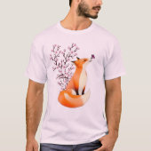 かわいいピンクの狐の服 桜 Tシャツ (正面)