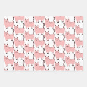 かわいいピンクの猫たち、ハート、口 ラッピングペーパーシート (正面)