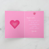 かわいいピンクの猫とハート カード (内部)