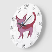 かわいいピンクの猫と子猫のドドルズ ラージ壁時計 (傾斜)