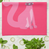 かわいいピンクの猫と蝶 キッチンタオル (折り畳み)