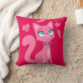 かわいいピンクの猫と蝶 クッション (ブランケット)