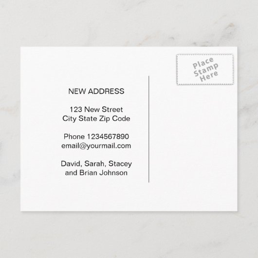 かわいいピンクの猫のデザインのポストカードを移動しました 案内ポストカード (裏面)