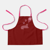 かわいいピンクの猫のハート モノグラムの エプロン (正面)