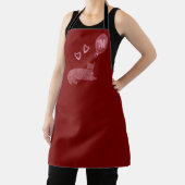 かわいいピンクの猫のハート モノグラムの エプロン (インサイチュ)