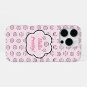 かわいいピンクの猫の手のひら ハロープリティ iPhoneケース (裏面横)