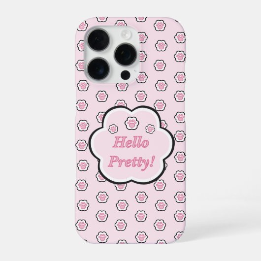 かわいいピンクの猫の手のひら ハロープリティ iPhoneケース (裏面)