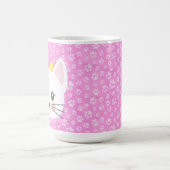 かわいいピンクの猫ネコ顔と前足 コーヒーマグカップ (中央)