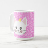 かわいいピンクの猫ネコ顔と前足 コーヒーマグカップ (正面左)