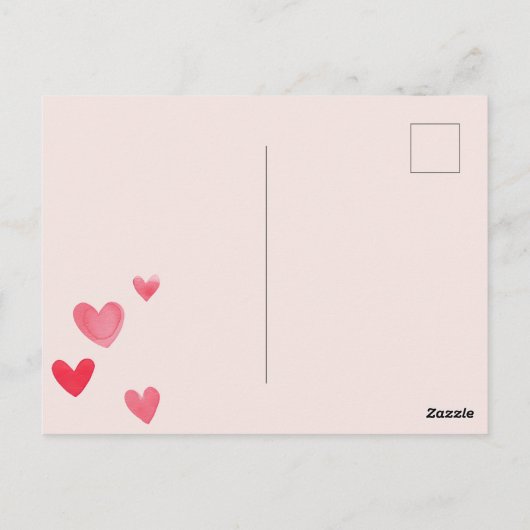 かわいいピンクの猫ハートの金ゴールド後を追夢見 ポストカード (裏面)