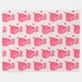 かわいいピンクの猫ハート フリースブランケット (正面(横))