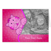 かわいいピンクの猫パーソナライズされたの写真カード (正面横)