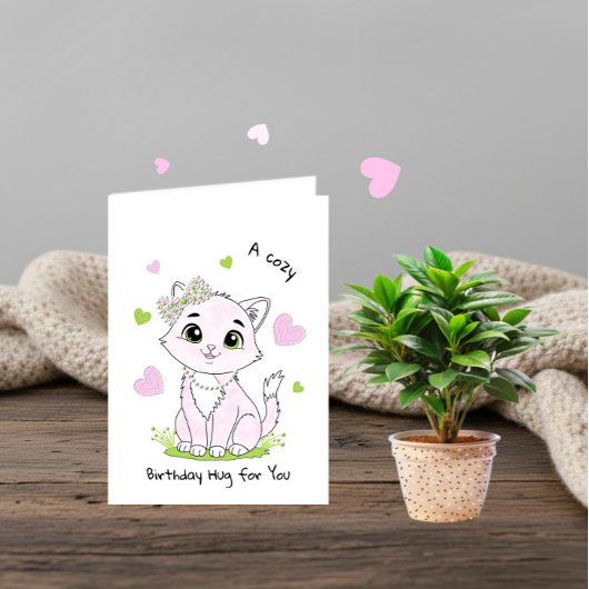 かわいいピンクの猫 カード
