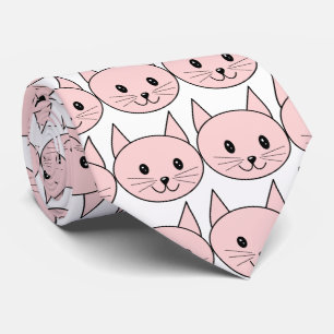 かわいいピンクの猫 ネクタイ