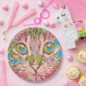 かわいいピンクの猫 ペーパープレート (パーティー)