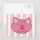 かわいいピンクの猫 ポストカード (正面/裏面)