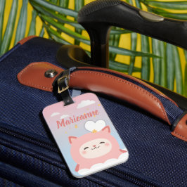 かわいいピンクの猫 ラゲッジタグ