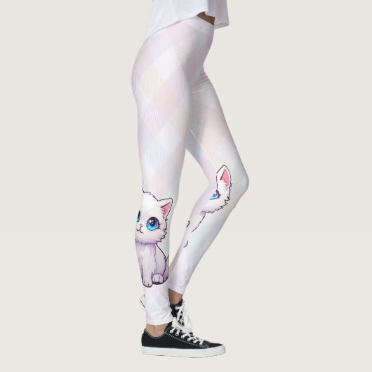 かわいいピンクの猫 レギンス (右)