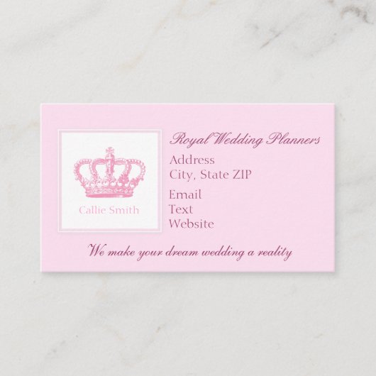 かわいいピンクの王冠 予約カード (正面)