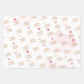 かわいいピンクの王女とバルーンの誕生日 ラッピングペーパーシート (正面3)