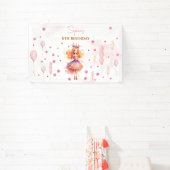 かわいいピンクの王女とバルーンの誕生日 横断幕 (インサイチュ)