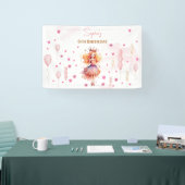 かわいいピンクの王女とバルーンの誕生日 横断幕 (トレードショー)