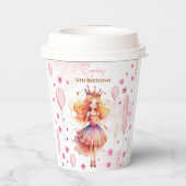 かわいいピンクの王女とバルーンの誕生日 紙コップ (裏面)