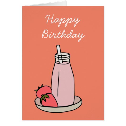 かわいいピンクの甘いストロベリーミルクシェイク (正面)