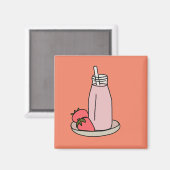 かわいいピンクの甘いストロベリーミルクシェイク マグネット (正面/裏面)