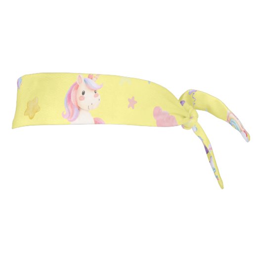かわいいピンクの甘いユニコーンのレインボーバルーンパターン タイヘッドバンド (回転90)